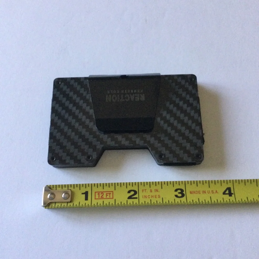 KENNETH COLE REACTION HARDSIDE METAL CARD CASE WALLET WITH MONEY CLIP BLACK/GRAY